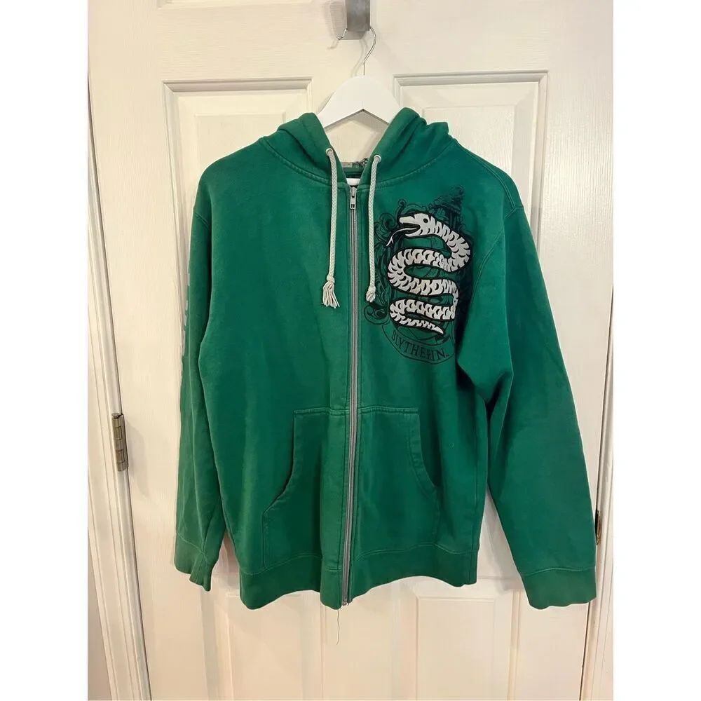 The Wizarding World of Harry Potter Green Embroidered Slytherin Full Zip Hoodie